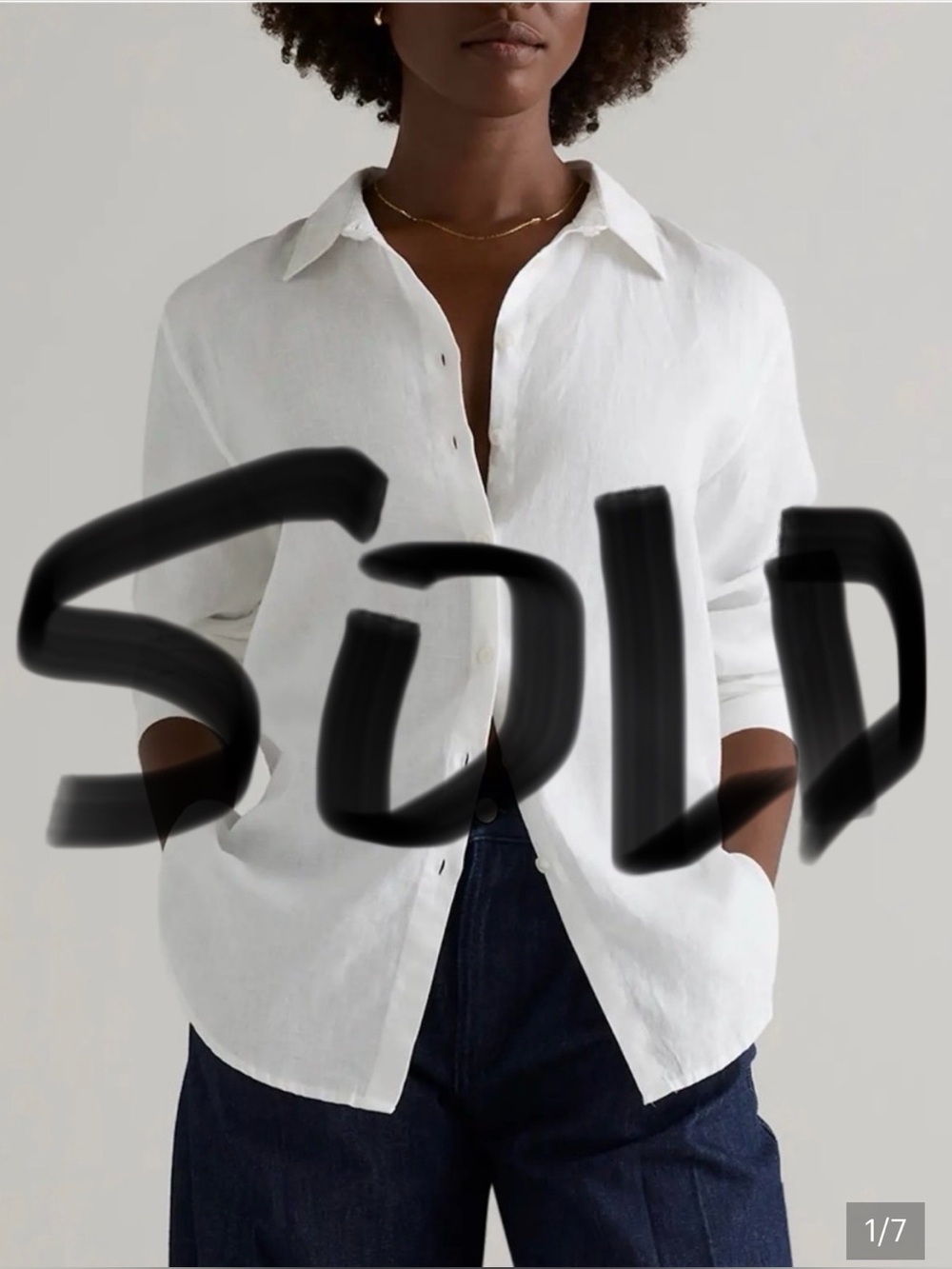 Quince White Linen Button-Up Shirt - Women size large